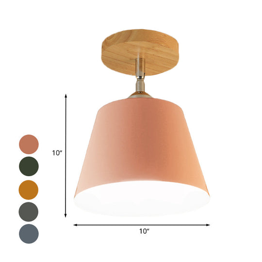 Modern Gray/Pink Metal and Wood Adjustable Ceiling Pendant Light