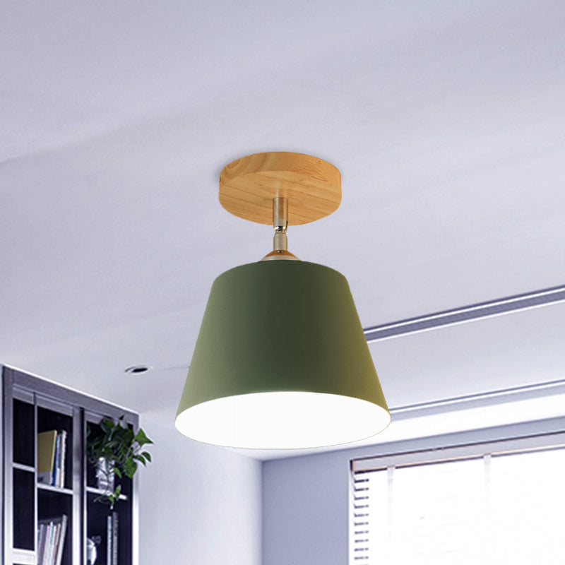 Modern Gray/Pink Metal and Wood Adjustable Ceiling Pendant Light