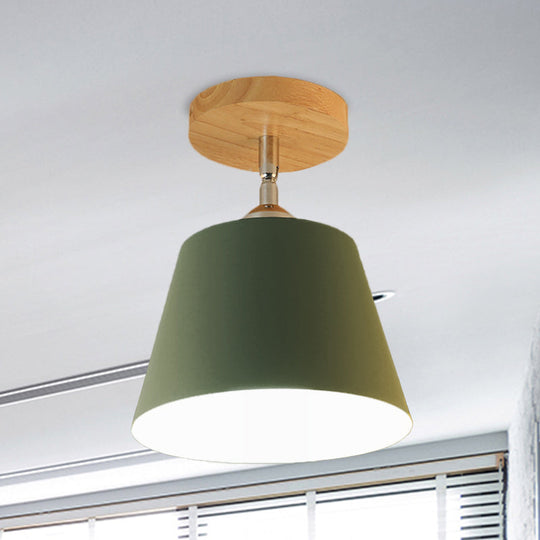 Modern Gray/Pink Metal and Wood Adjustable Ceiling Pendant Light