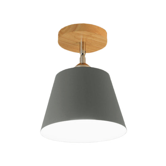 Modern Gray/Pink Metal and Wood Adjustable Ceiling Pendant Light