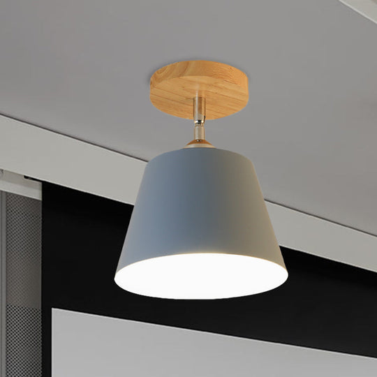 Modern Gray/Pink Metal and Wood Adjustable Ceiling Pendant Light