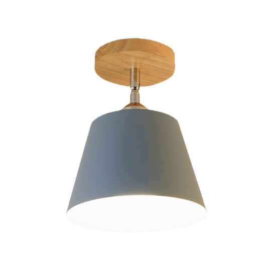 Modern Gray/Pink Metal and Wood Adjustable Ceiling Pendant Light