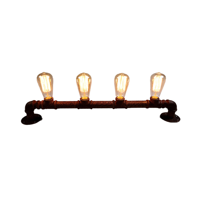 Industrial Style Wall Sconce With Pipe Design - 4 Bulb Linear Mount Black/Bronze Finish For Kitchen