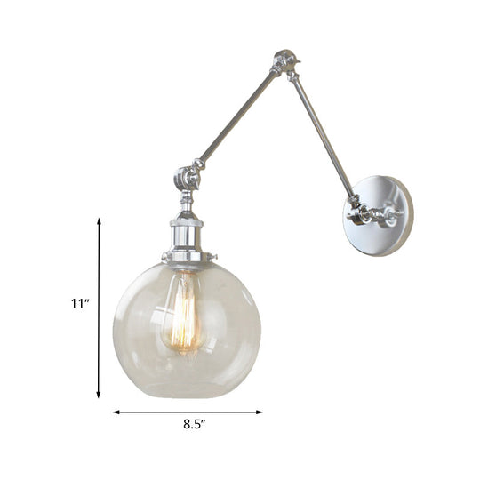 Industrial Swing Arm Wall Sconce With Clear Glass Shade - Dining Room Lighting Fixture