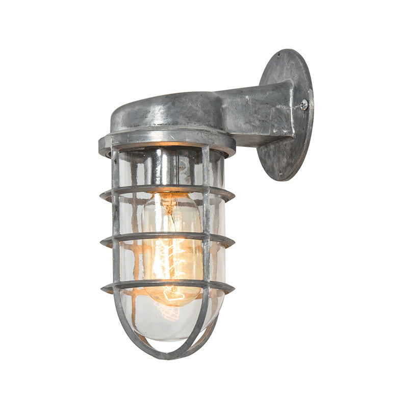 Coastal Caged Wall Lighting Fixture - Clear Glass Sconce Light For Kitchen Brass/Copper/Chrome