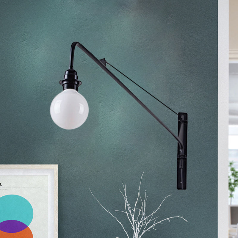 Industrial Style Metal Wall Sconce Light Fixture With Bare Bulb - Perfect For Study Rooms Black