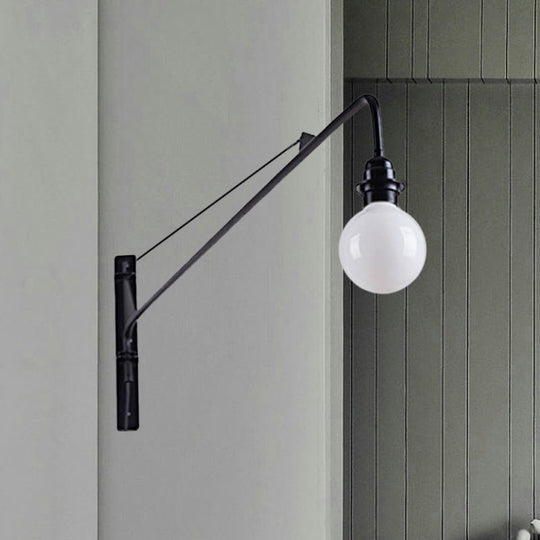 Industrial Style Metal Wall Sconce Light Fixture With Bare Bulb - Perfect For Study Rooms Black