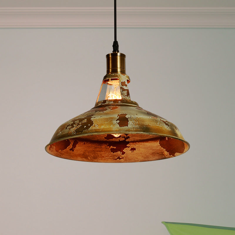 Rustic Barn Ceiling Pendant Lamp: 1-Light Wrought Iron Hanging Light In Rust Perfect For Restaurants