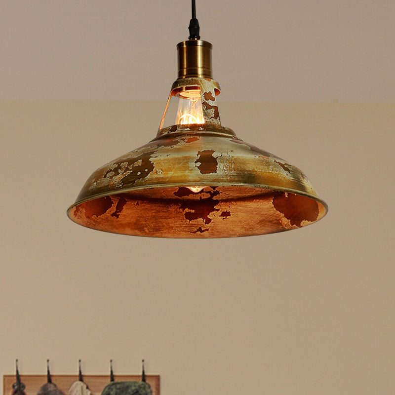 Rustic Barn Ceiling Pendant Lamp: 1-Light Wrought Iron Hanging Light In Rust Perfect For Restaurants