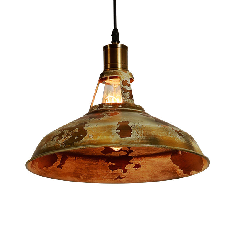 Rustic Wrought Iron Pendant Lamp with Rust Finish for Restaurant -1 Light