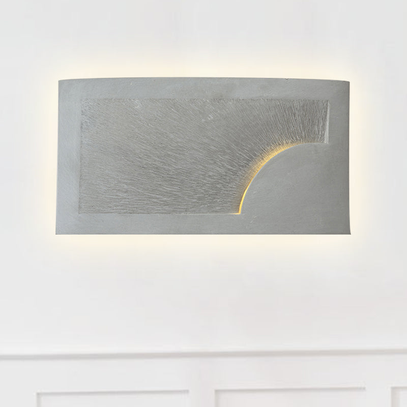 Modern Grey Cement Wall Light For Bedside - Rectangle Mount Fixture