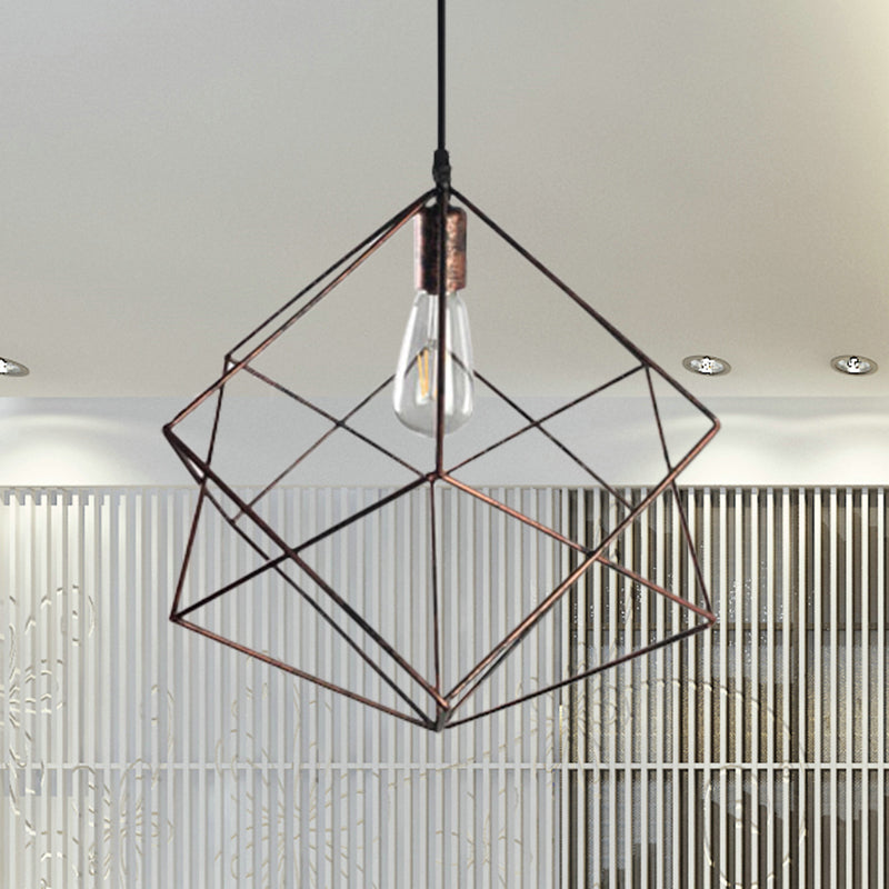 Metallic Industrial Pendant Lamp - Rust/Aged Silver - 1 Head - Perfect for Restaurants