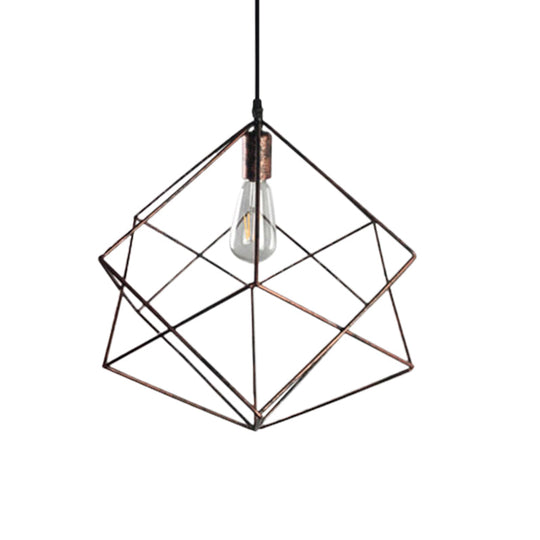 Industrial Pendant Lamp - Metallic 1-Head Ceiling Light In Dark Rust/Aged Silver For Restaurants