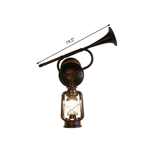 Coastal Lantern Wall Sconce Light In Bronze With Clear Glass And Trumpet Design