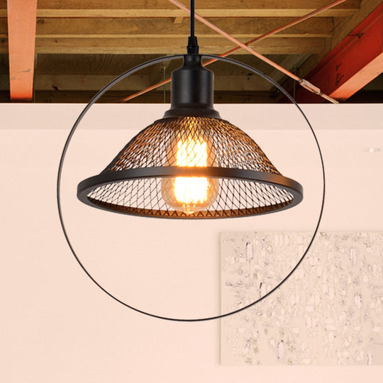 Industrial Black Metal Pendant Light For Living Rooms / Bell