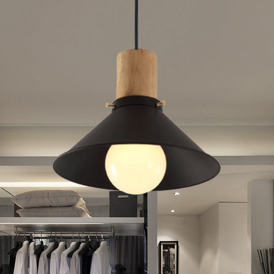 Contemporary Black Cone/Saucer Shade Ceiling Pendant - Metallic Finish Ideal For Living Room
-Or-