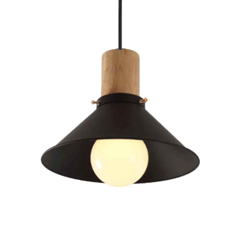 Contemporary Black Cone/Saucer Shade Ceiling Pendant - Metallic Finish Ideal For Living Room
-Or-