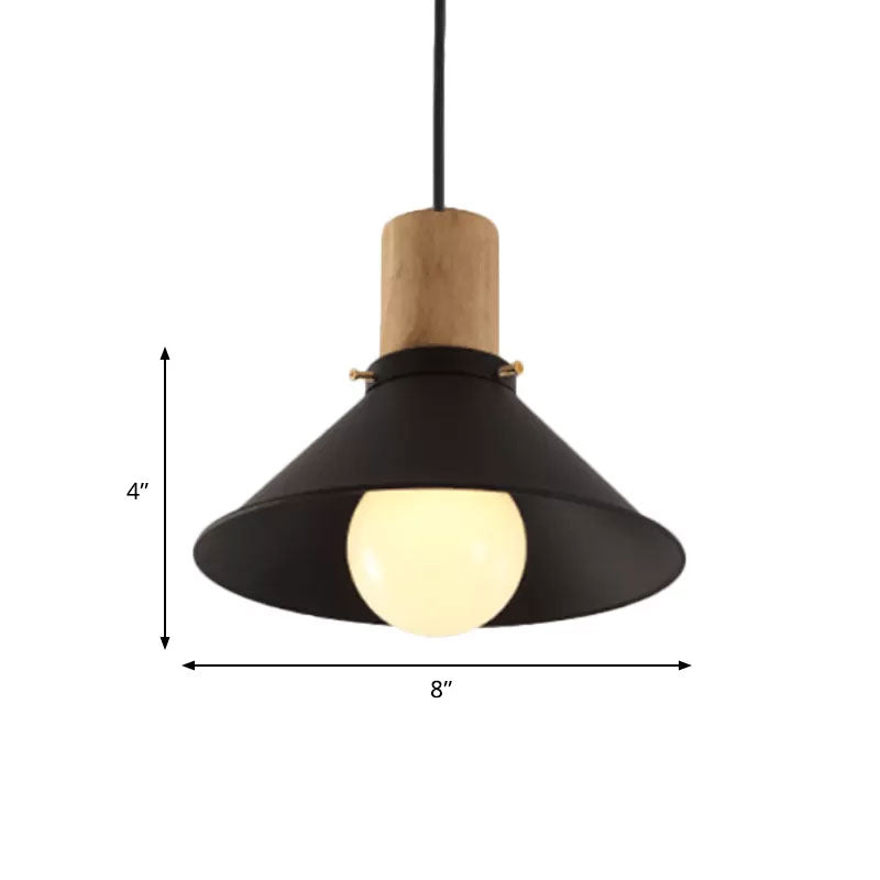 Metallic Black Pendant Lamp with Cone/Saucer Shade and Contemporary Design for Living Room