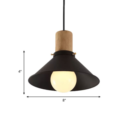 Metallic Black Pendant Lamp with Cone/Saucer Shade and Contemporary Design for Living Room