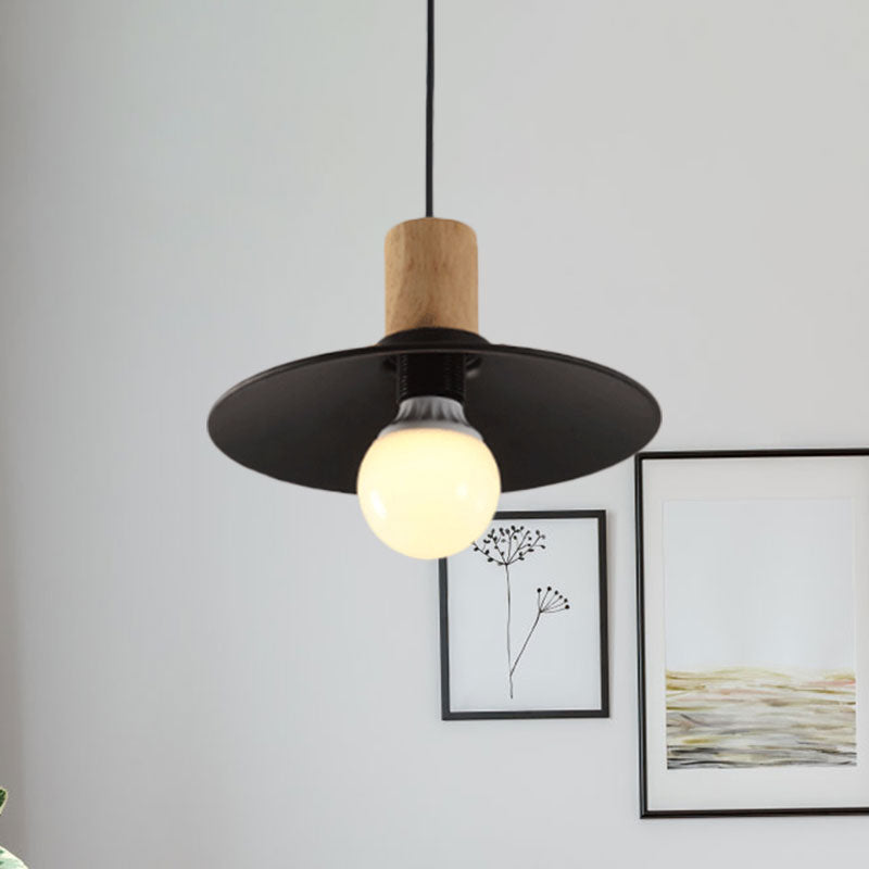 Contemporary Black Cone/Saucer Shade Ceiling Pendant - Metallic Finish Ideal For Living Room
-Or-