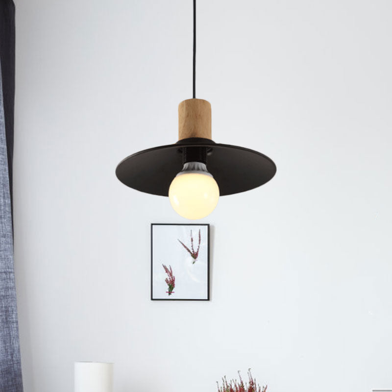 Metallic Black Pendant Lamp with Cone/Saucer Shade and Contemporary Design for Living Room