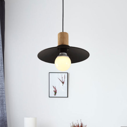 Metallic Black Pendant Lamp with Cone/Saucer Shade and Contemporary Design for Living Room