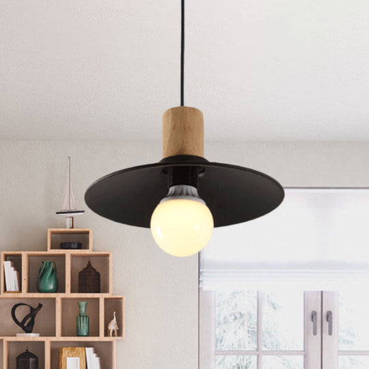 Metallic Black Pendant Lamp with Cone/Saucer Shade and Contemporary Design for Living Room