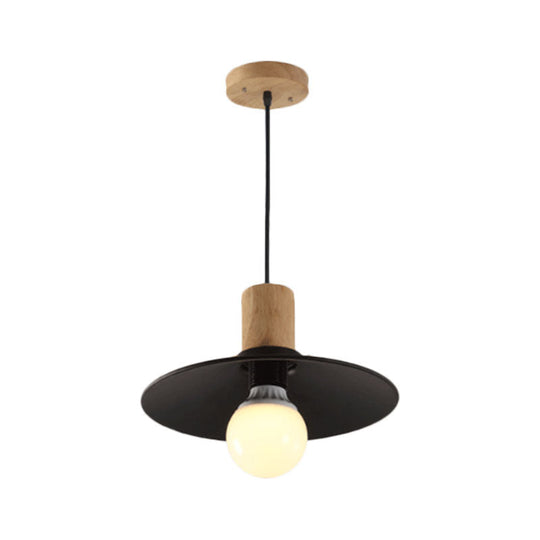 Contemporary Black Cone/Saucer Shade Ceiling Pendant - Metallic Finish Ideal For Living Room
-Or-