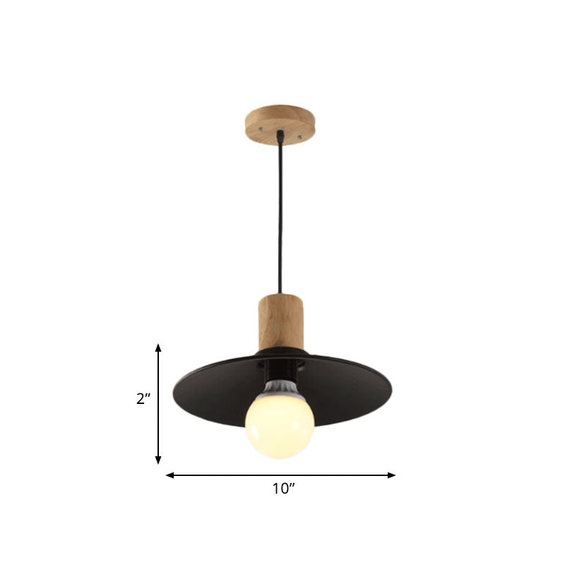 Metallic Black Pendant Lamp with Cone/Saucer Shade and Contemporary Design for Living Room