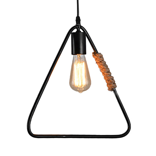 Rustic Black Triangle Hanging Ceiling Light - Industrial Farmhouse Suspension Lamp