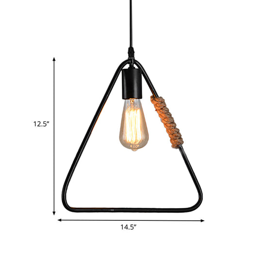 Rustic Black Triangle Hanging Ceiling Light - Industrial Farmhouse Suspension Lamp