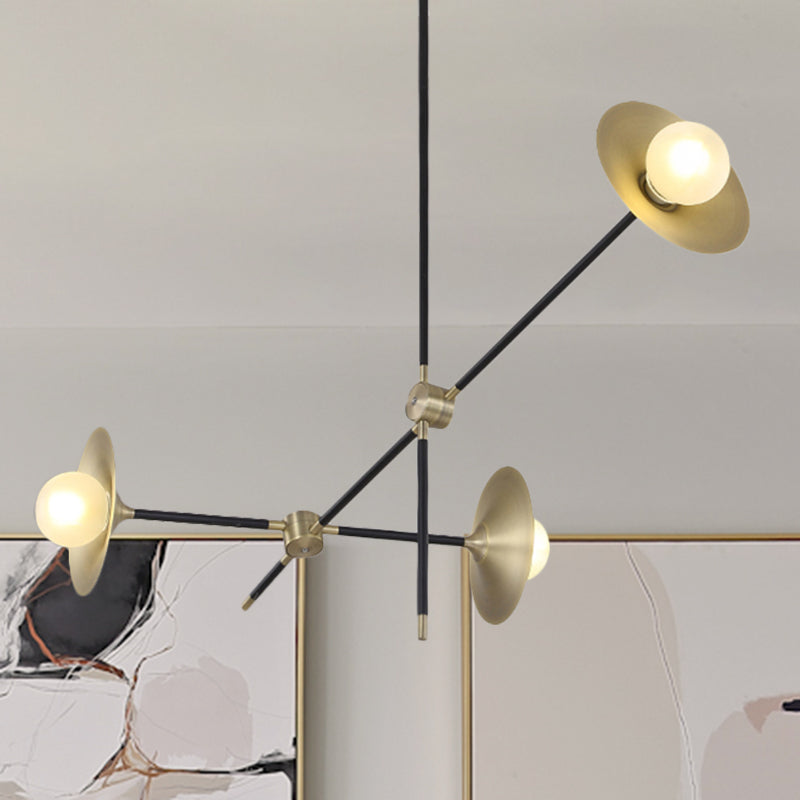 Contemporary Brass 3/6/12-Light Flared Shade Hanging Metal Suspension Chandelier Lamp