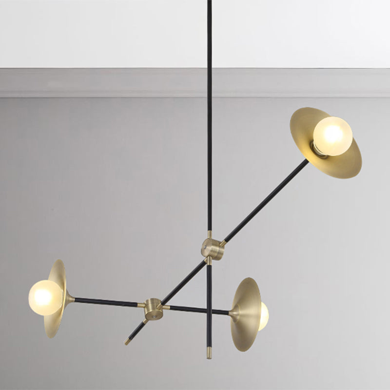 Contemporary Brass 3/6/12-Light Flared Shade Hanging Metal Suspension Chandelier Lamp