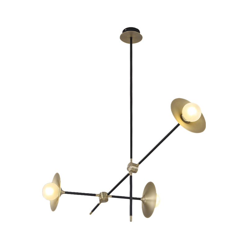 Contemporary Brass Hanging Chandelier With Flared Shade - 3/6/12 Lights Metal Suspension Lamp