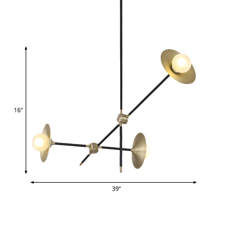 Contemporary Brass 3/6/12-Light Flared Shade Hanging Metal Suspension Chandelier Lamp