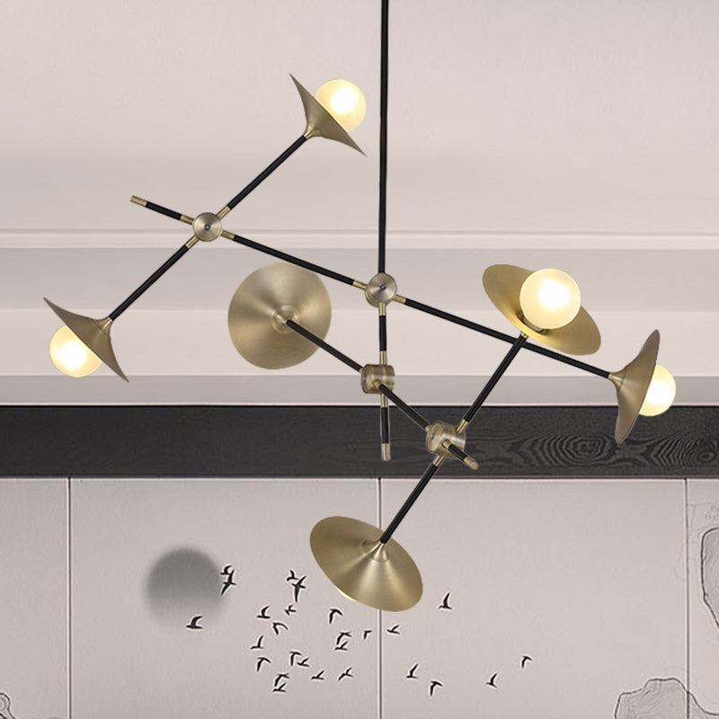 Contemporary Brass 3/6/12-Light Flared Shade Hanging Metal Suspension Chandelier Lamp