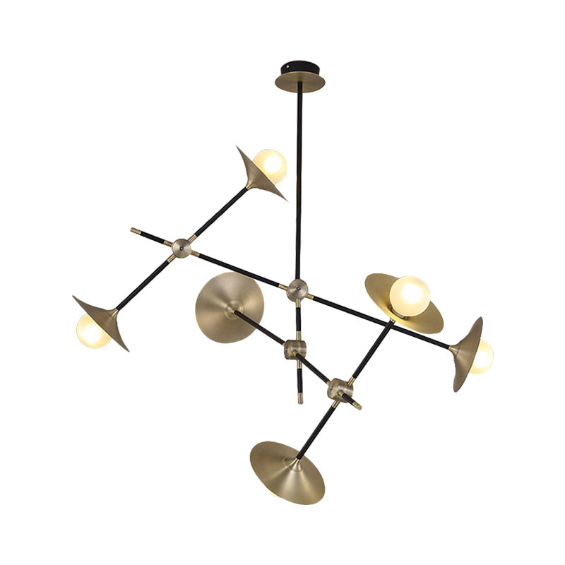 Contemporary Brass 3/6/12-Light Flared Shade Hanging Metal Suspension Chandelier Lamp