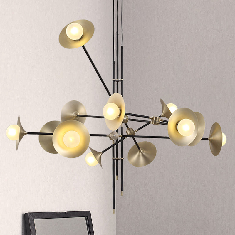 Contemporary Brass 3/6/12-Light Flared Shade Hanging Metal Suspension Chandelier Lamp