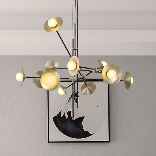 Contemporary Brass 3/6/12-Light Flared Shade Hanging Metal Suspension Chandelier Lamp