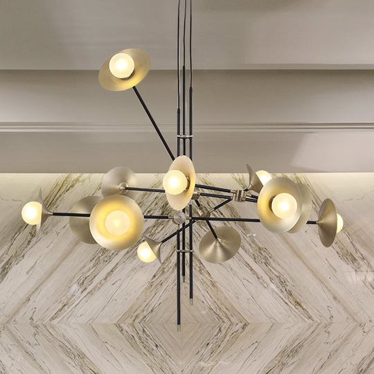 Contemporary Brass 3/6/12-Light Flared Shade Hanging Metal Suspension Chandelier Lamp