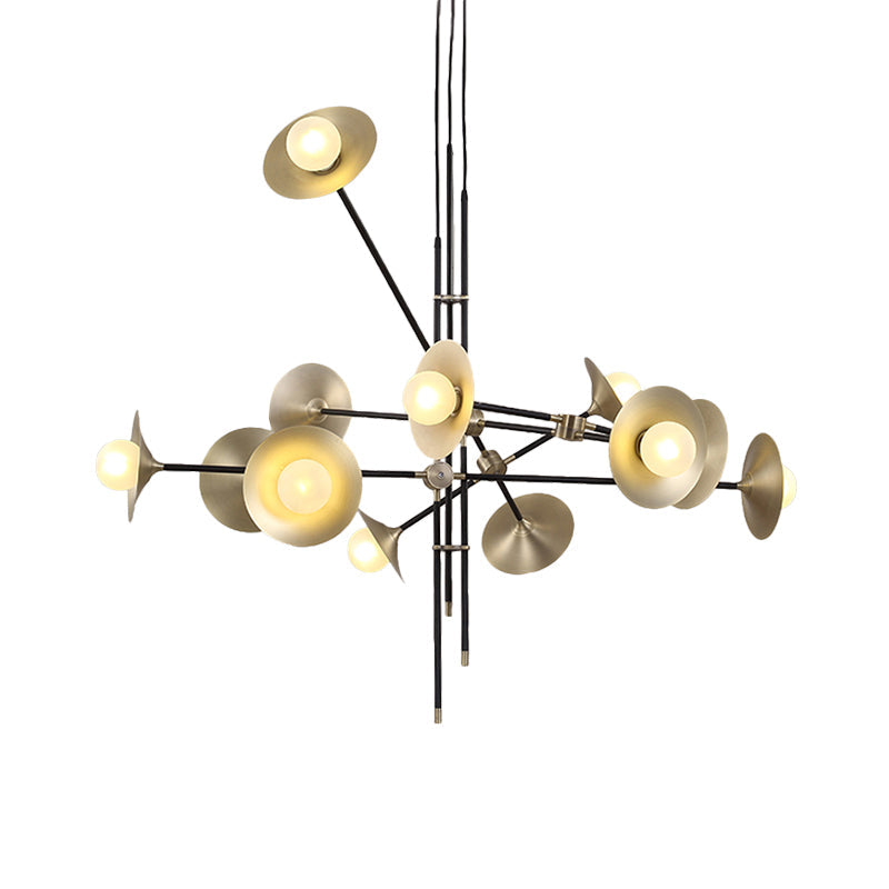 Contemporary Brass 3/6/12-Light Flared Shade Hanging Metal Suspension Chandelier Lamp