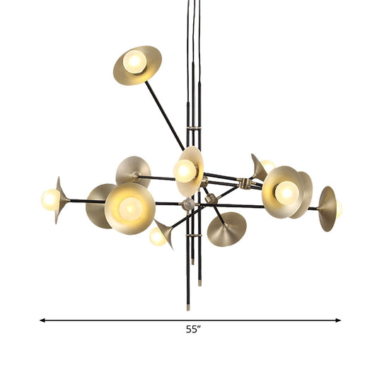 Contemporary Brass 3/6/12-Light Flared Shade Hanging Metal Suspension Chandelier Lamp