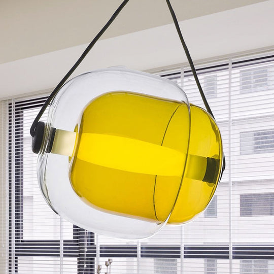 Janine - Modern Candy-Shaped Pendant Light Modern Clear Glass 1 Light Led Hanging Ceiling Lamp in Grey/Yellow/Purple with Cord