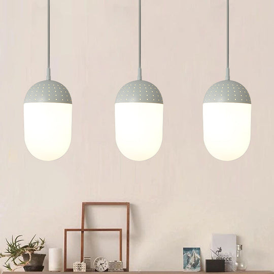 Addison - Nordic Globe/Ellipse Suspension Light With Opal White Glass Shade Metal 1 Black/White/Pink