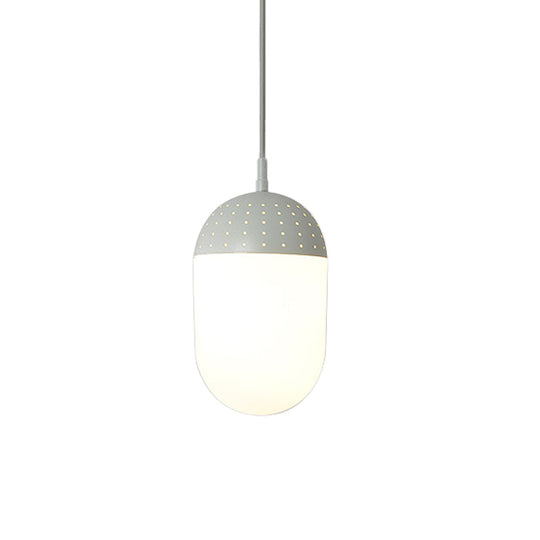 Addison - Nordic Globe/Ellipse Suspension Light With Opal White Glass Shade Metal 1 Black/White/Pink