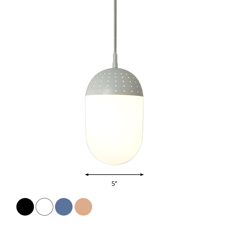 Addison - Nordic Globe/Ellipse Suspension Light with Opal White Glass Shade Metal Nordic 1 Light Black/White/Pink Hanging Pendant Light for Bedroom