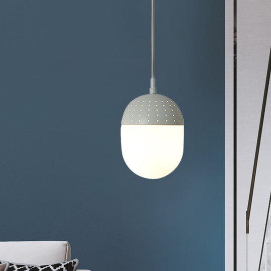 Addison - Nordic Globe/Ellipse Suspension Light with Opal White Glass Shade Metal Nordic 1 Light Black/White/Pink Hanging Pendant Light for Bedroom