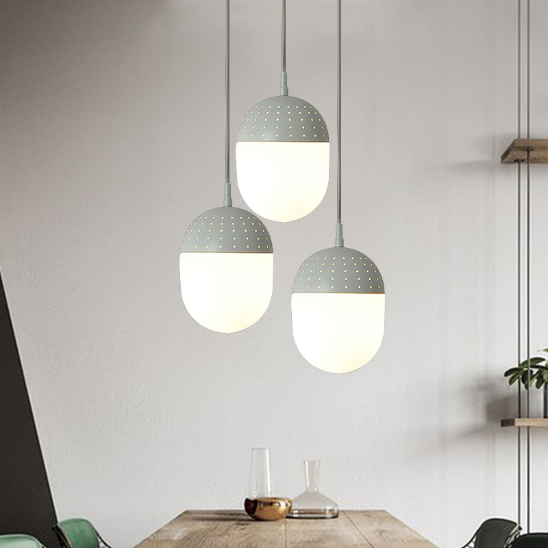 Addison - Nordic Globe/Ellipse Suspension Light With Opal White Glass Shade Metal 1 Black/White/Pink