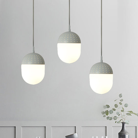 Addison - Nordic Globe/Ellipse Suspension Light With Opal White Glass Shade Metal 1 Black/White/Pink