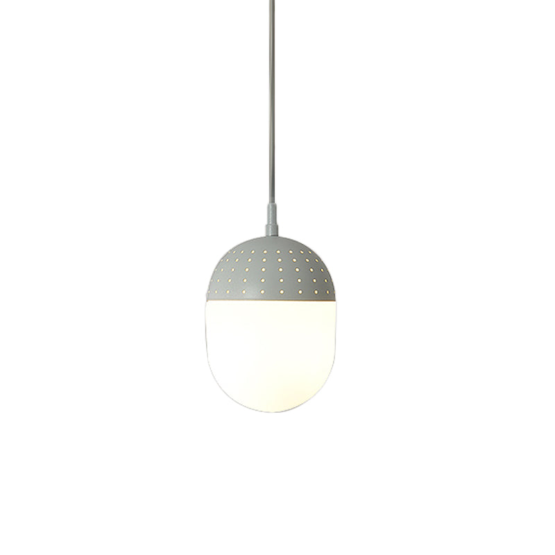 Addison - Nordic Globe/Ellipse Suspension Light With Opal White Glass Shade Metal 1 Black/White/Pink